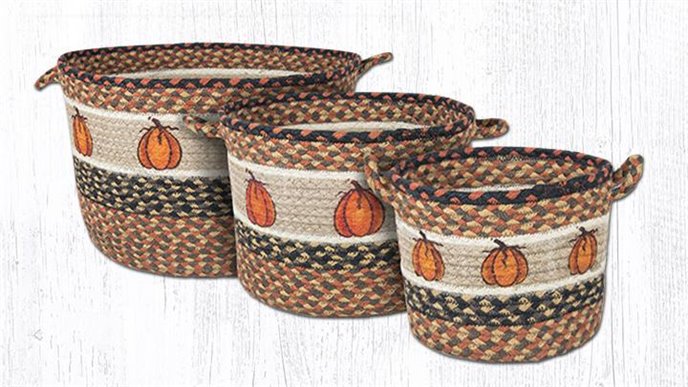 Harvest Pumpkin Printed Braided Utility Basket 9"x7" Thumbnail