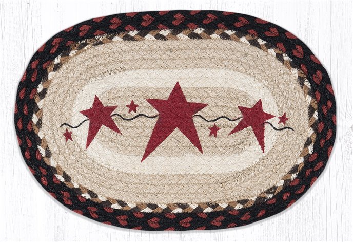 Primitive Stars Burgundy Printed Oval Braided Swatch 10"x15" Thumbnail