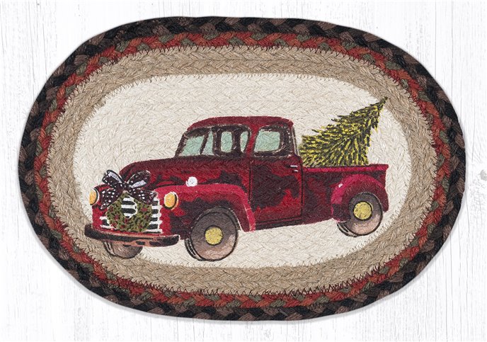 Christmas Truck Printed Oval Braided Swatch 10"x15" Thumbnail