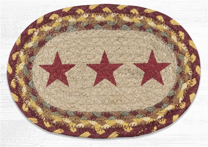 Burgundy Star Printed Oval Braided Swatch 7.5"x11" Thumbnail