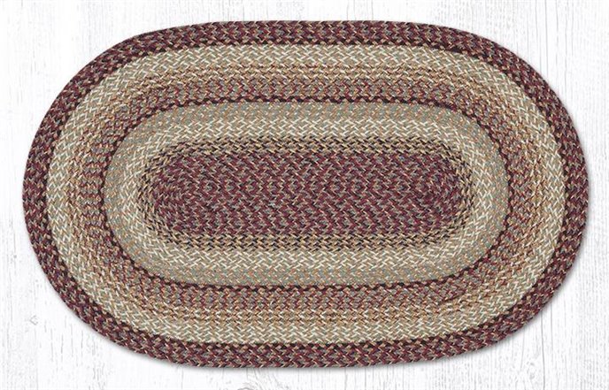 Burgundy Oval Braided Rug 27"x45" Thumbnail