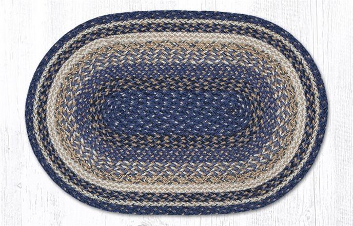 Deep Blue Oval Braided Rug 20"x30" Thumbnail