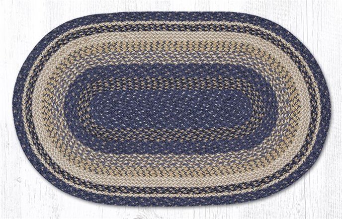 Deep Blue Oval Braided Rug 27"x45" Thumbnail