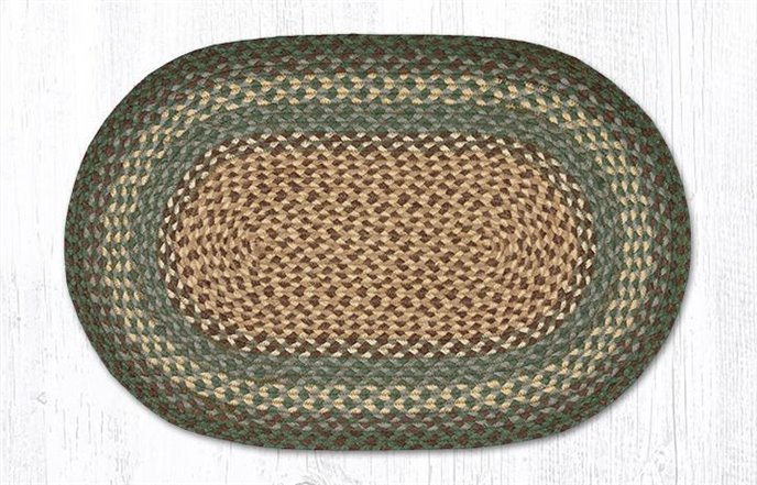 Dark Green Oval Braided Rug 20"x30" Thumbnail