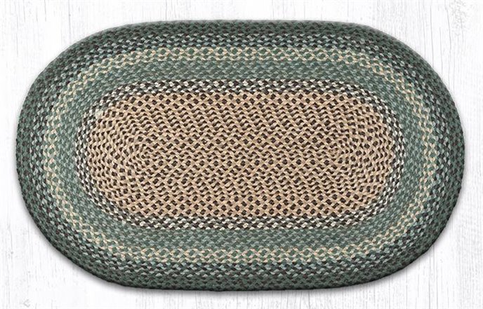 Dark Green Oval Braided Rug 27"x45" Thumbnail