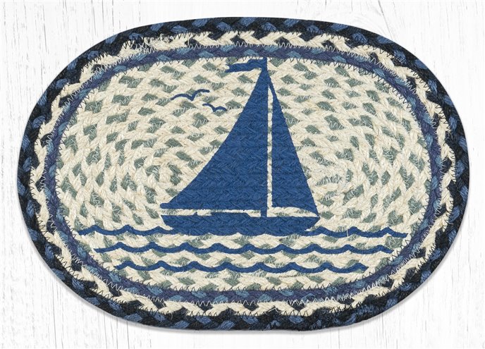 Sailboat Printed Oval Braided Swatch 10"x15" Thumbnail