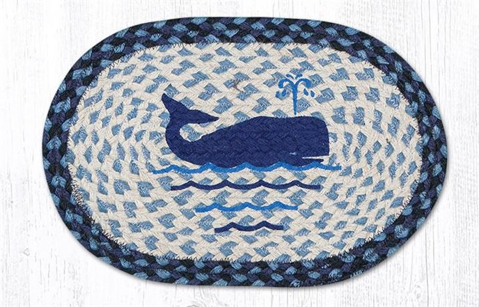 Whale Printed Oval Braided Swatch 10"x15" Thumbnail