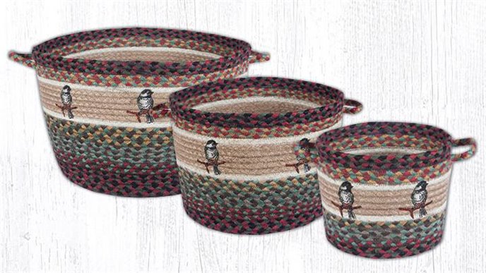 Chickadee Printed Braided Utility Basket 9"x7" Thumbnail