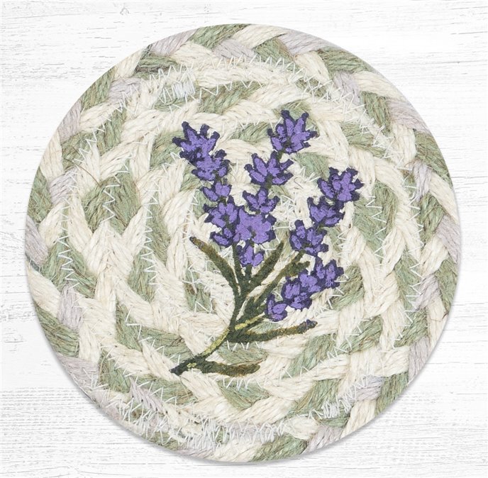 Lavender Printed Braided Coaster 5"x5" Set of 4 Thumbnail