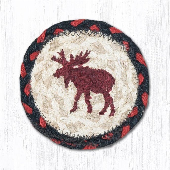 Moose Printed Braided Coaster 5"x5" Set of 4 Thumbnail