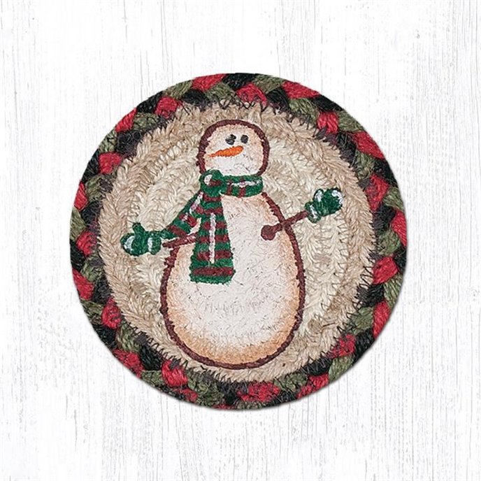 Moon & Star Snowman Printed Braided Coaster 5"x5" Set of 4 Thumbnail