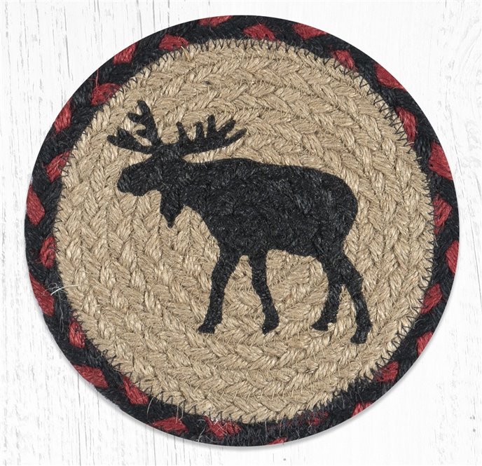 Black Moose Round Large Braided Coaster 7"x7" Set of 4 Thumbnail