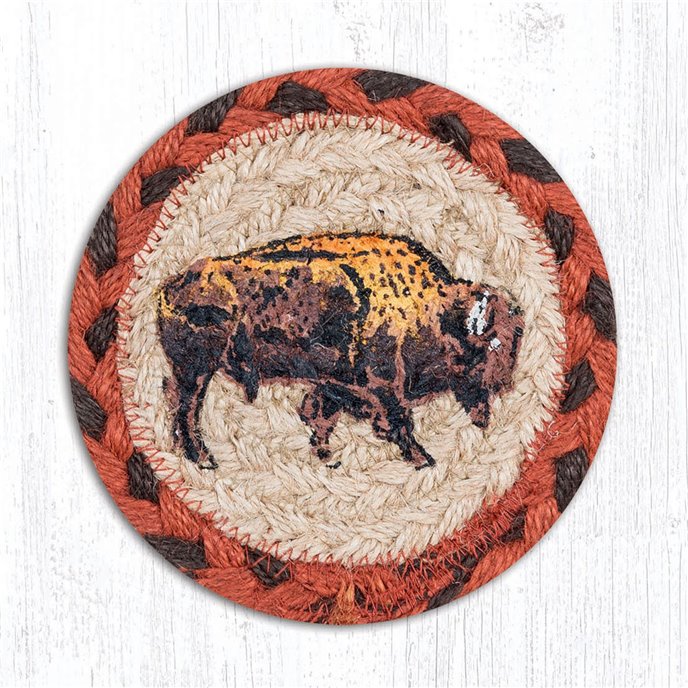 Buffalo Printed Braided Coaster 5"x5" Set of 4 Thumbnail