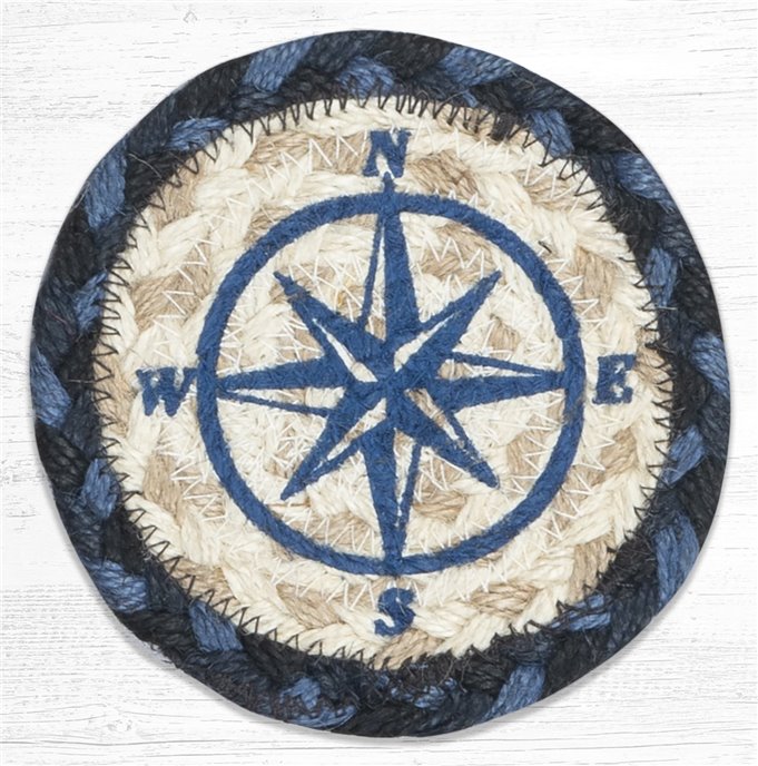 Compass Rose Printed Braided Coaster 5"x5" Set of 4 Thumbnail