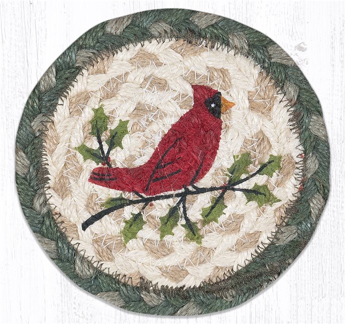 Holly Cardinal Printed Braided Coaster 5"x5" Set of 4 Thumbnail