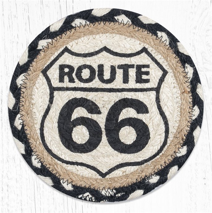 Route 66 Round Large Braided Coaster 7"x7" Set of 4 Thumbnail