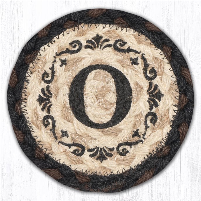 O Monogram Printed Braided Coaster 5"x5" Set of 4 Thumbnail