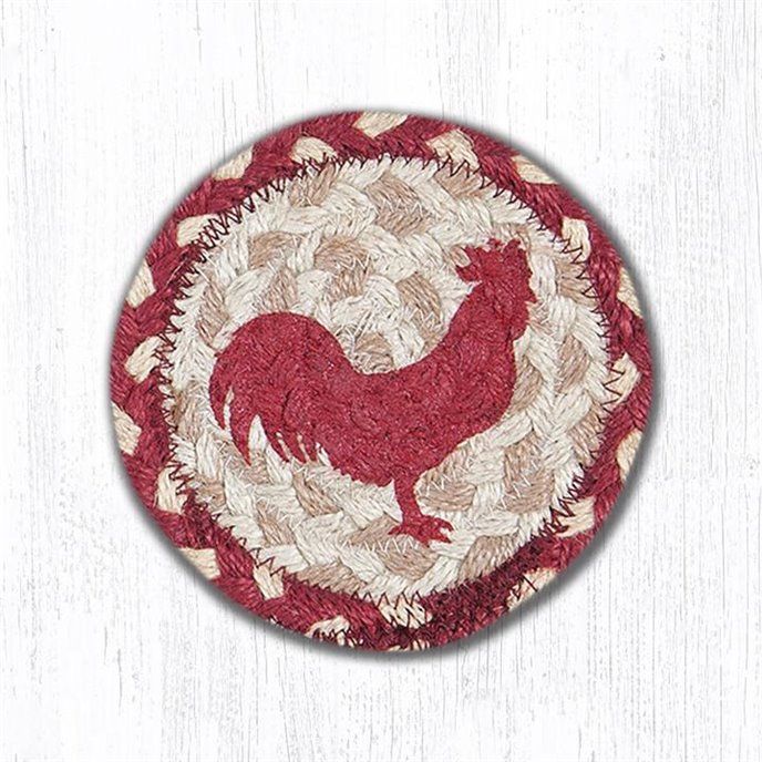 Red Rooster Printed Braided Coaster 5"x5" Set of 4 Thumbnail