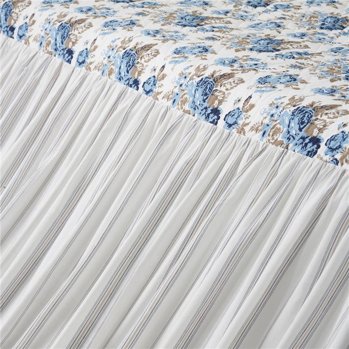 Annie Blue Floral Ruffled Twin Coverlet 76x39+27 Thumbnail