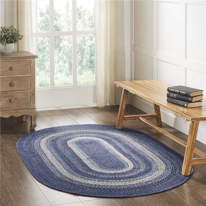 Great Falls Blue Jute Rug Oval w/ Pad 48x72 Thumbnail