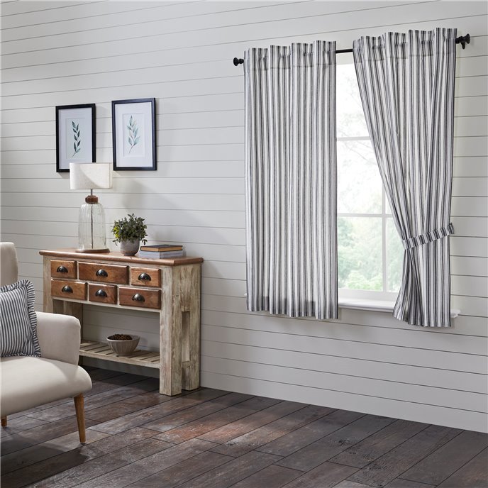 Sawyer Mill Black Ticking Stripe Short Panel Set of 2 63x36 Thumbnail