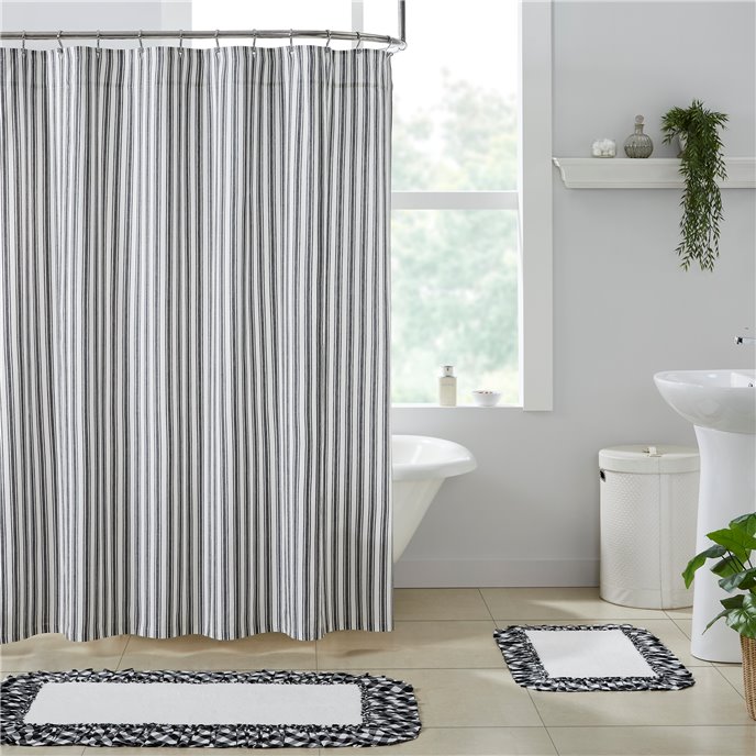 Sawyer Mill Black Ticking Stripe Shower Curtain 72x72 Thumbnail