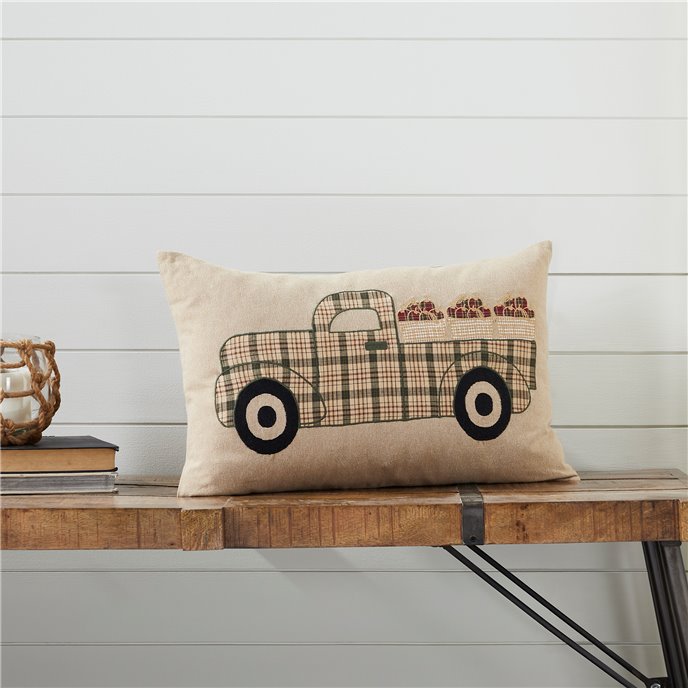 Cider Mill Applique Apple Truck Pillow 14x22 Thumbnail