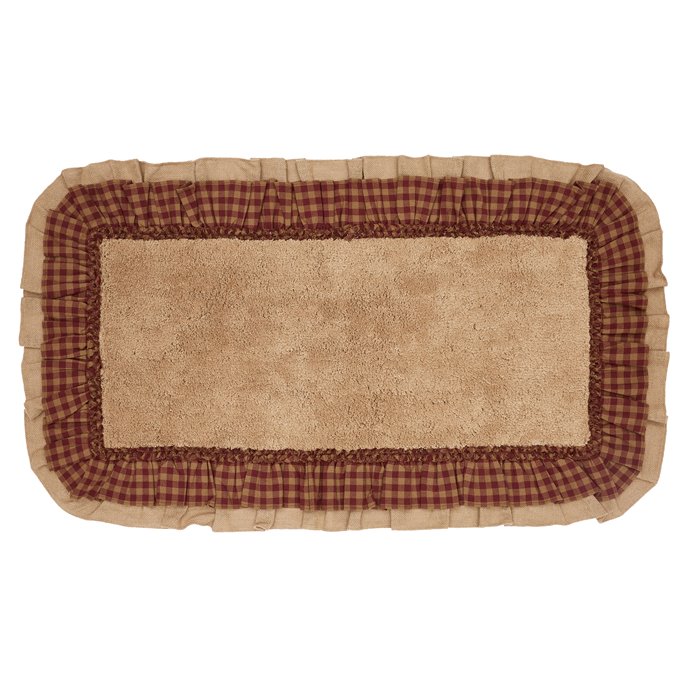 Burlap Natural w/ Burgundy Check Bathmat 27x48 Thumbnail