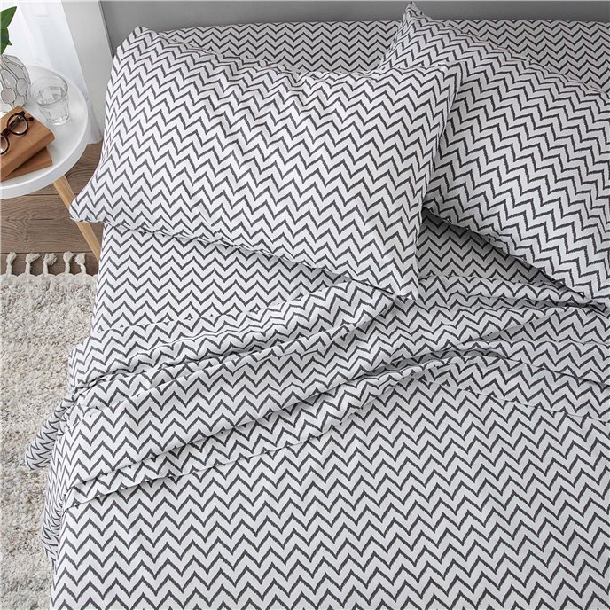 Martex 225 Thread Count Everyday Chevron Twin XL Charcoal Sheet Set Thumbnail