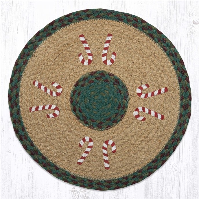 Candy Cane Round Chair Pad 15.5"x15.5" Thumbnail