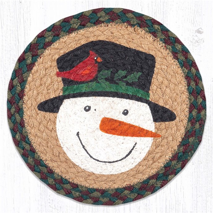 Snowman Cardinal Printed Round Trivet 10"x10" Thumbnail