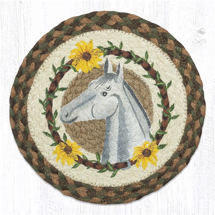 White Horse Daisy Printed Round Trivet 10"x10" Thumbnail