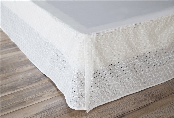 Gathered Lace Bed Skirt, Twin, White Eyelet Thumbnail