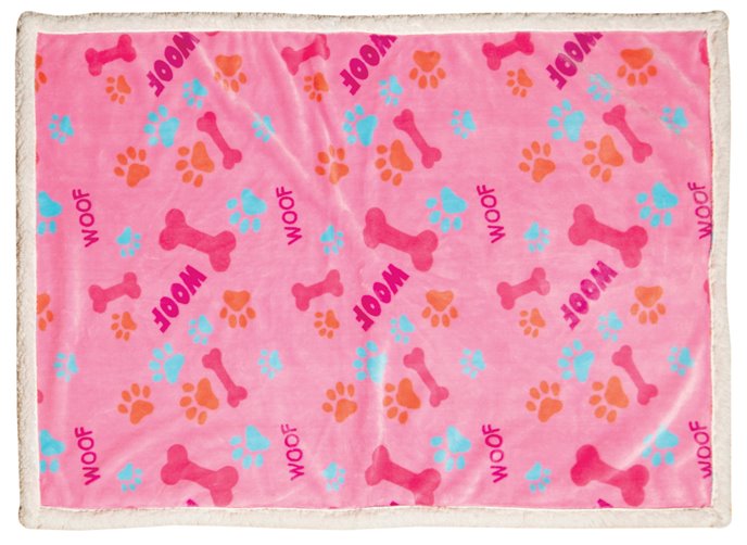 Pink Woof dog blanket S white Thumbnail