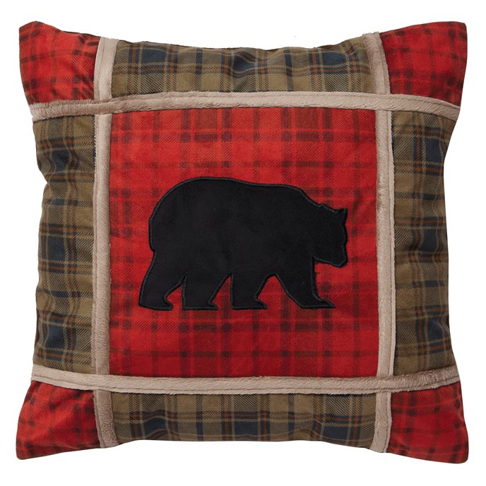 Red Plaid Bear Grid pillow Thumbnail