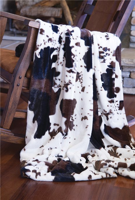 Faux Fur Cowhide Plush Throw Blanket 50x60 Thumbnail