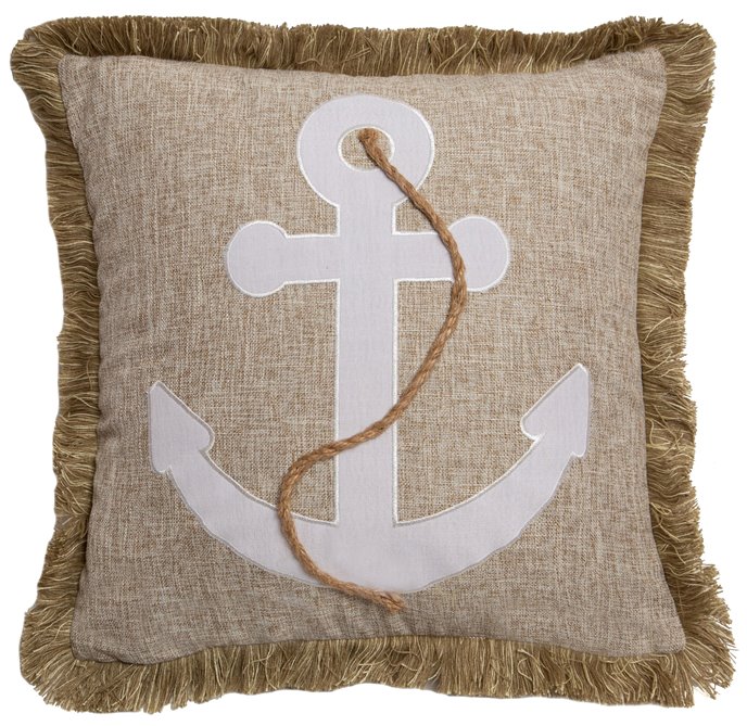 Anchors Away Nautical Coastal Throw Pillow (Insert Included) 18" x 18" Thumbnail