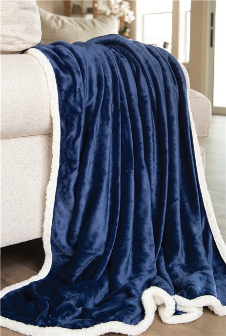 Navy Plush Sherp Throw Thumbnail