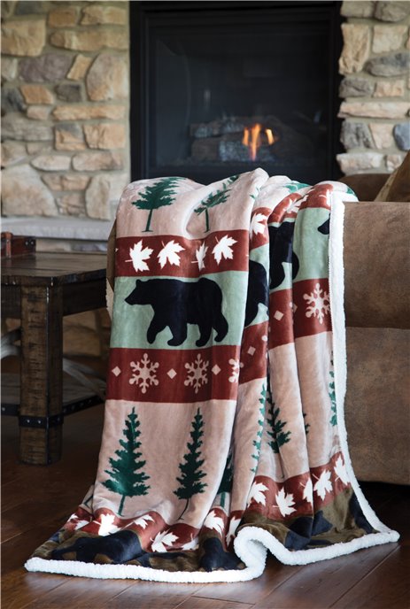 Carstens Cascade Ridge Rustic Cabin Sherpa Throw Blanket Thumbnail