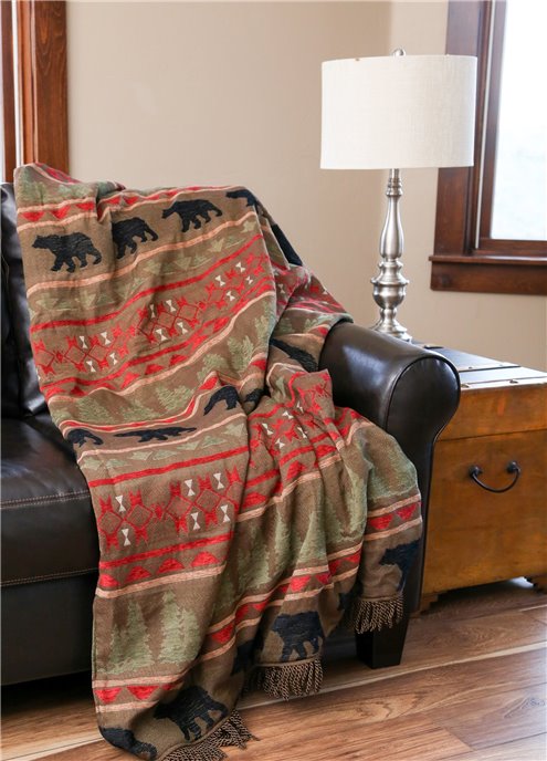 Carstens Bear Country Rustic Cabin Throw Blanket Thumbnail