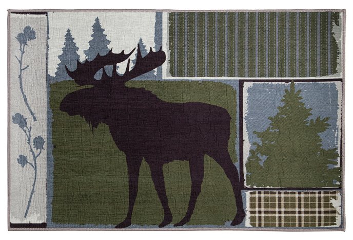 Vintage Moose Small Rustic Cabin Area Rug Doormat 24" x 36" Thumbnail