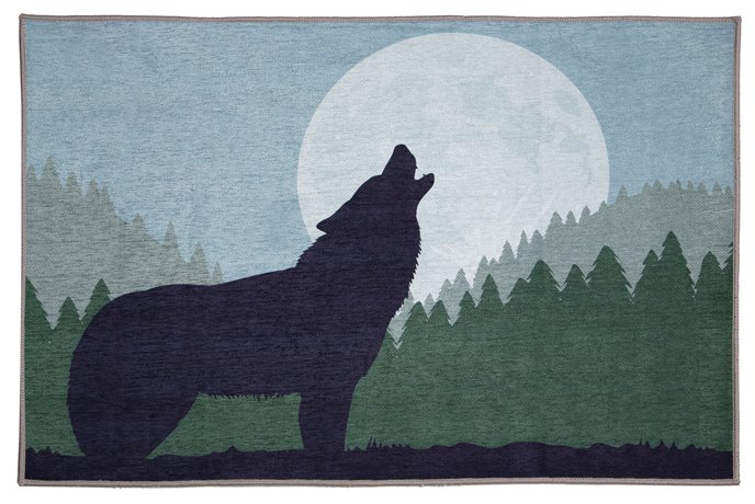 Howling Wolf Small Rustic Cabin Area Rug Doormat 24" x 36" Thumbnail