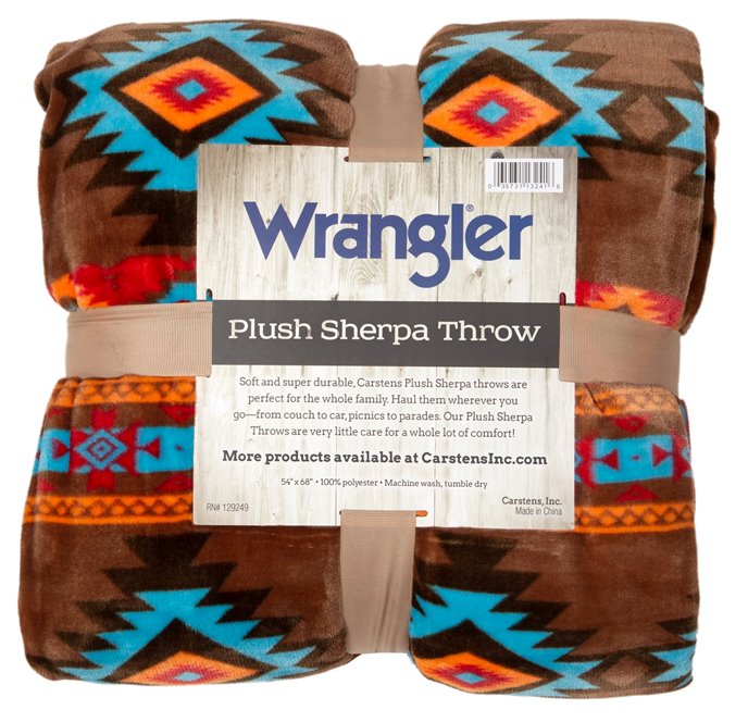 Carstens Wrangler Southwest Horizon Rustic Sherpa Fleece Throw Blanket