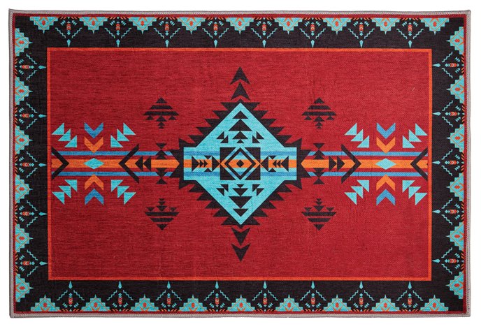 Red Southwestern Small Area Rug Doormat 24" x 36" Thumbnail