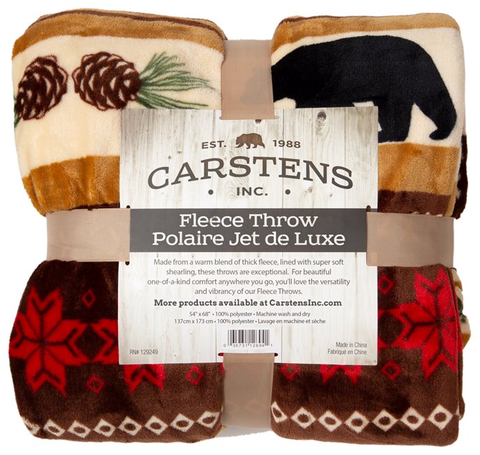 Carstens Hinterland Rustic Cabin Sherpa Fleece Throw Blanket