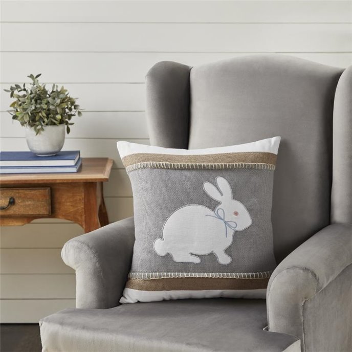 Burlap Applique Bunny Pillow 18x18 Thumbnail