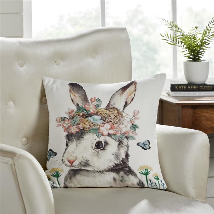 Garden Bunny Pillow 18x18 Thumbnail