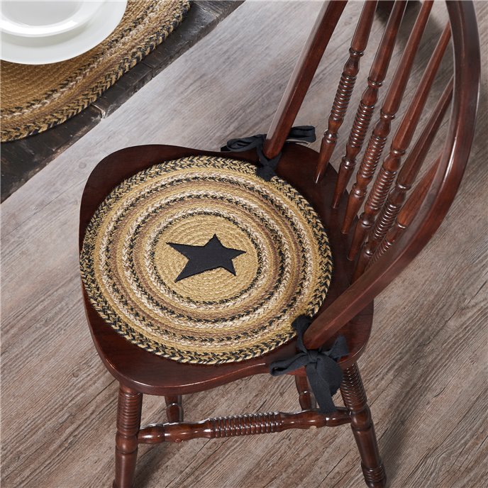 Kettle Grove Jute Chair Pad Applique Star 15 inch Diameter Thumbnail