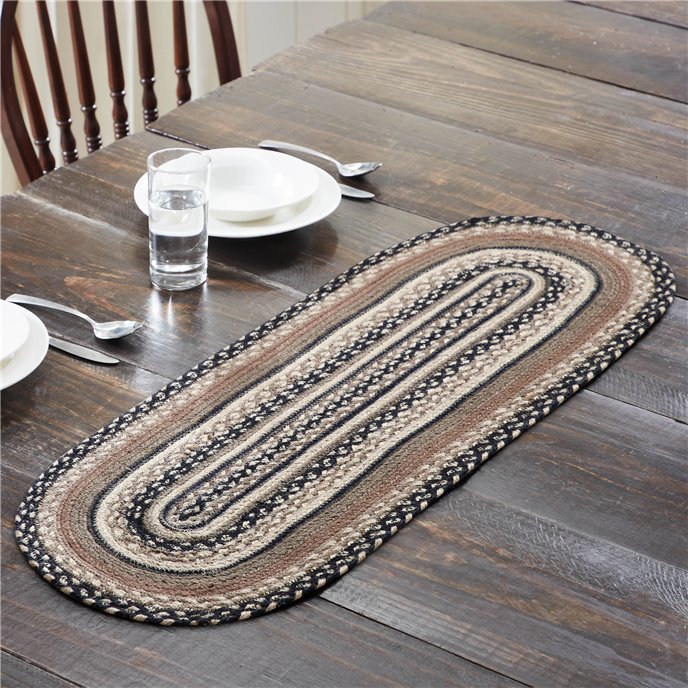 Sawyer Mill Charcoal Creme Jute Oval Runner 13x36 Thumbnail