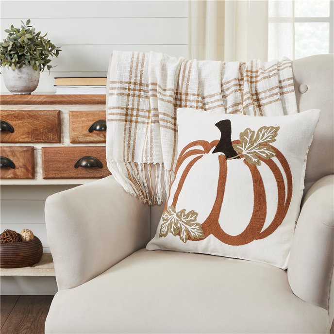 Wheat Plaid Pumpkin Pillow Cover 18x18 Thumbnail